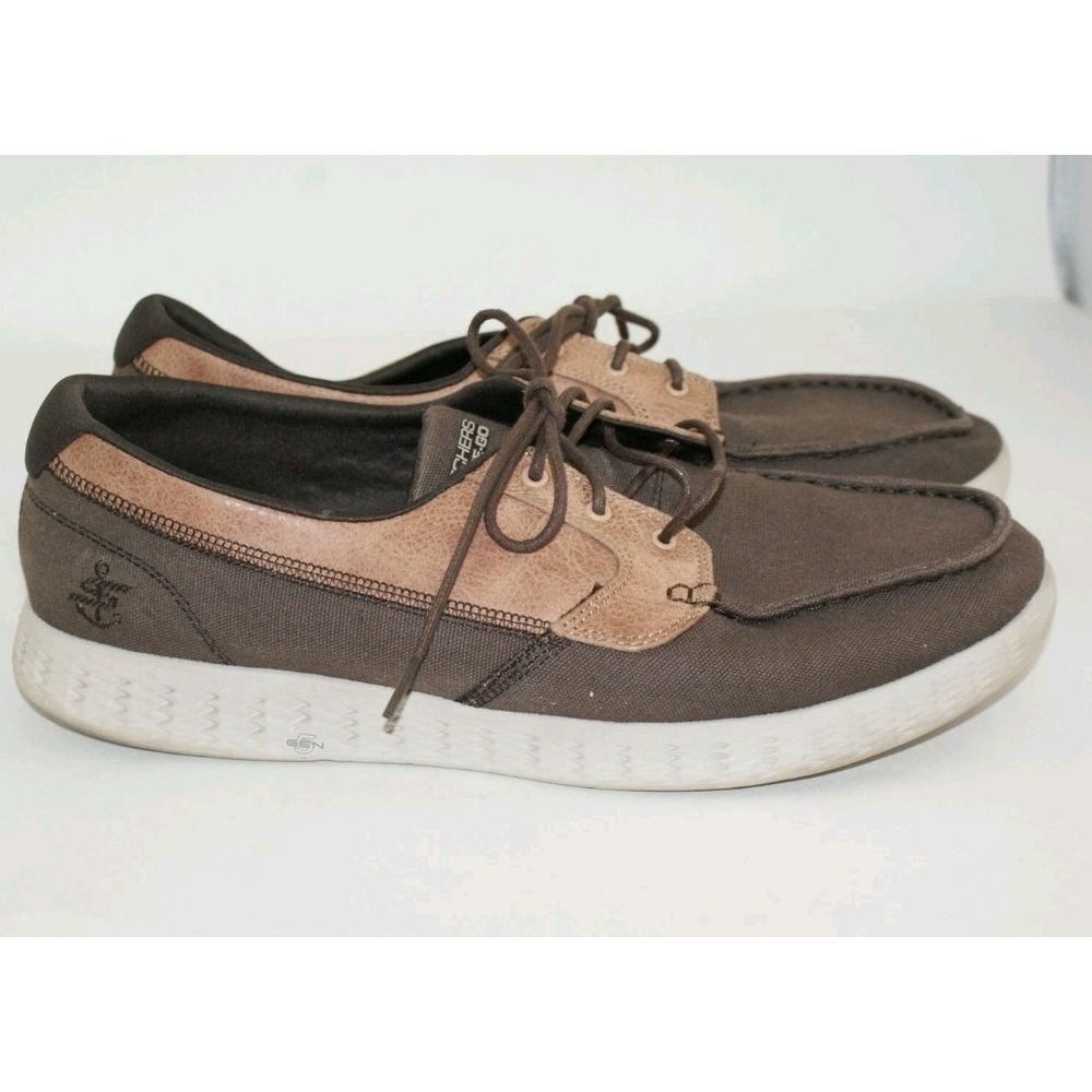 Skechers On the Go Glide High Seas #53803 Mens US 11.5 Chocolate Casual Boat Sh.